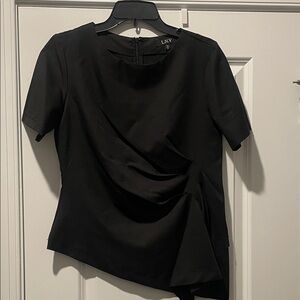 Elegant Black Blouse with Draped Design